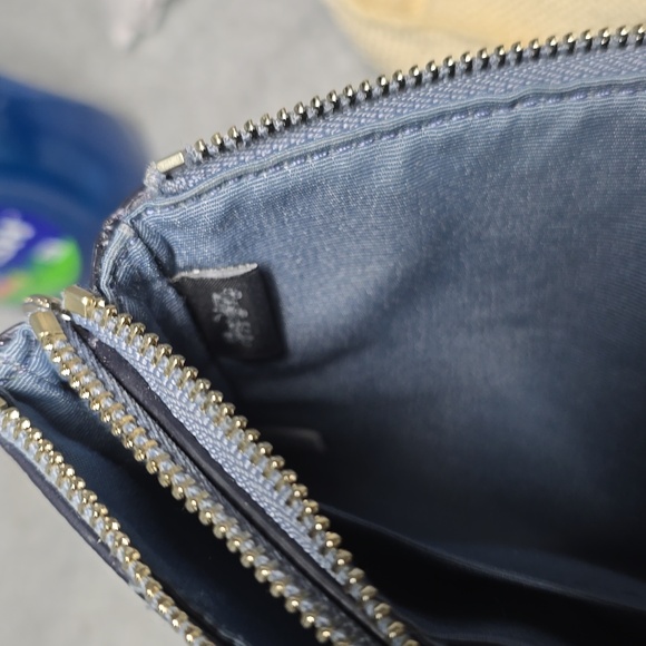 Coach Pebble Leather Double Zip Wristlet in Dusk Blue 87590 - Picture 11 of 11